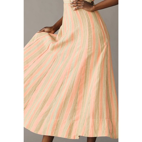 ANTHROPOLOGIE MAEVE SQUARE NECK TIE BACK A-LINE MIDI MAXI DRESS SPRING $170 - Picture 4 of 5